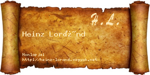 Heinz Loránd névjegykártya